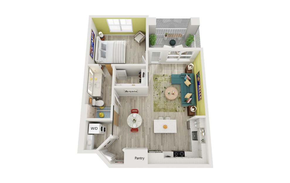 A2 | The Lemon - 1 bedroom floorplan layout with 1 bath and 755 square feet.