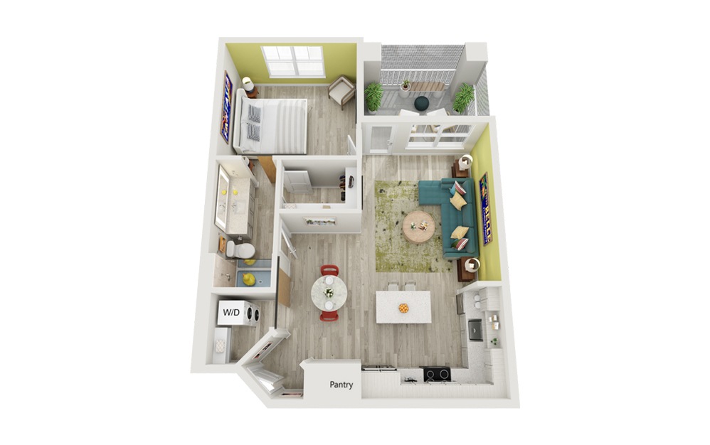 A2 | The Lemon - 1 bedroom floorplan layout with 1 bathroom and 755 square feet