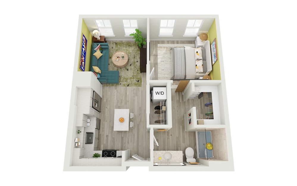 A1 | The Lime - 1 bedroom floorplan layout with 1 bathroom and 624 square feet