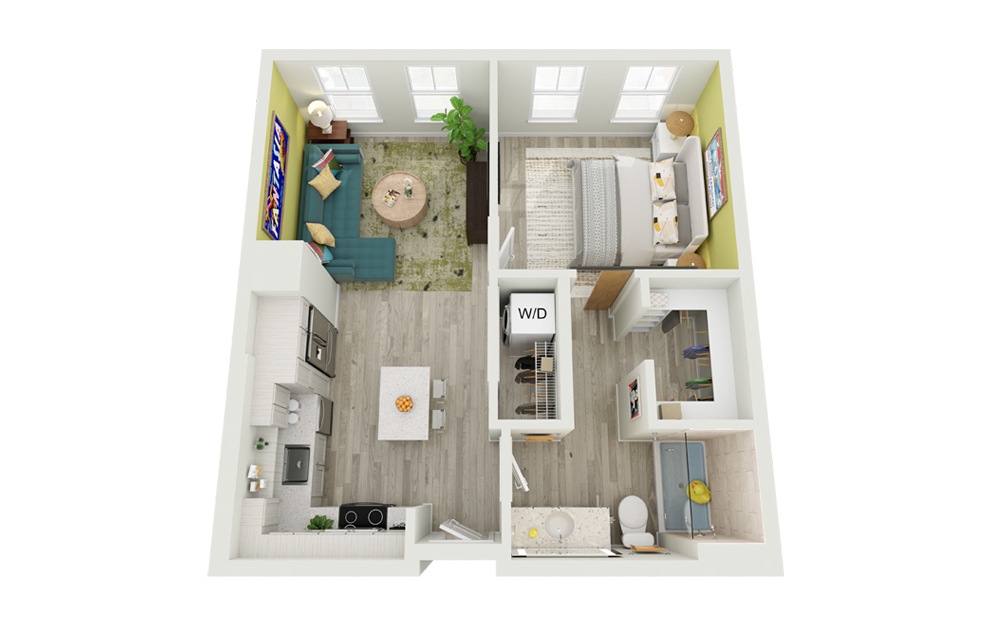 A1 | The Lime - 1 bedroom floorplan layout with 1 bath and 624 square feet.