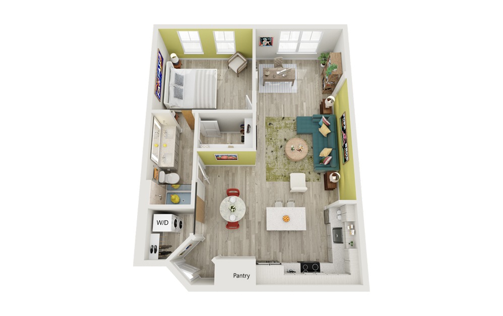 A3 | The Clementine - 1 bedroom floorplan layout with 1 bathroom and 861 square feet